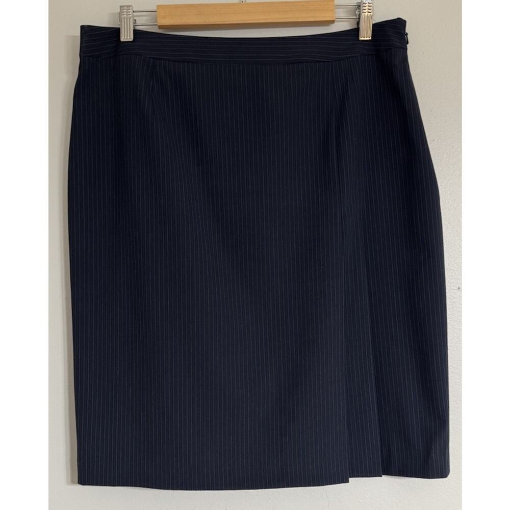 Brooks Brothers 346 Skirt Women's 14 Navy Blue Pinstriped Wool Blend Pencil NEW
